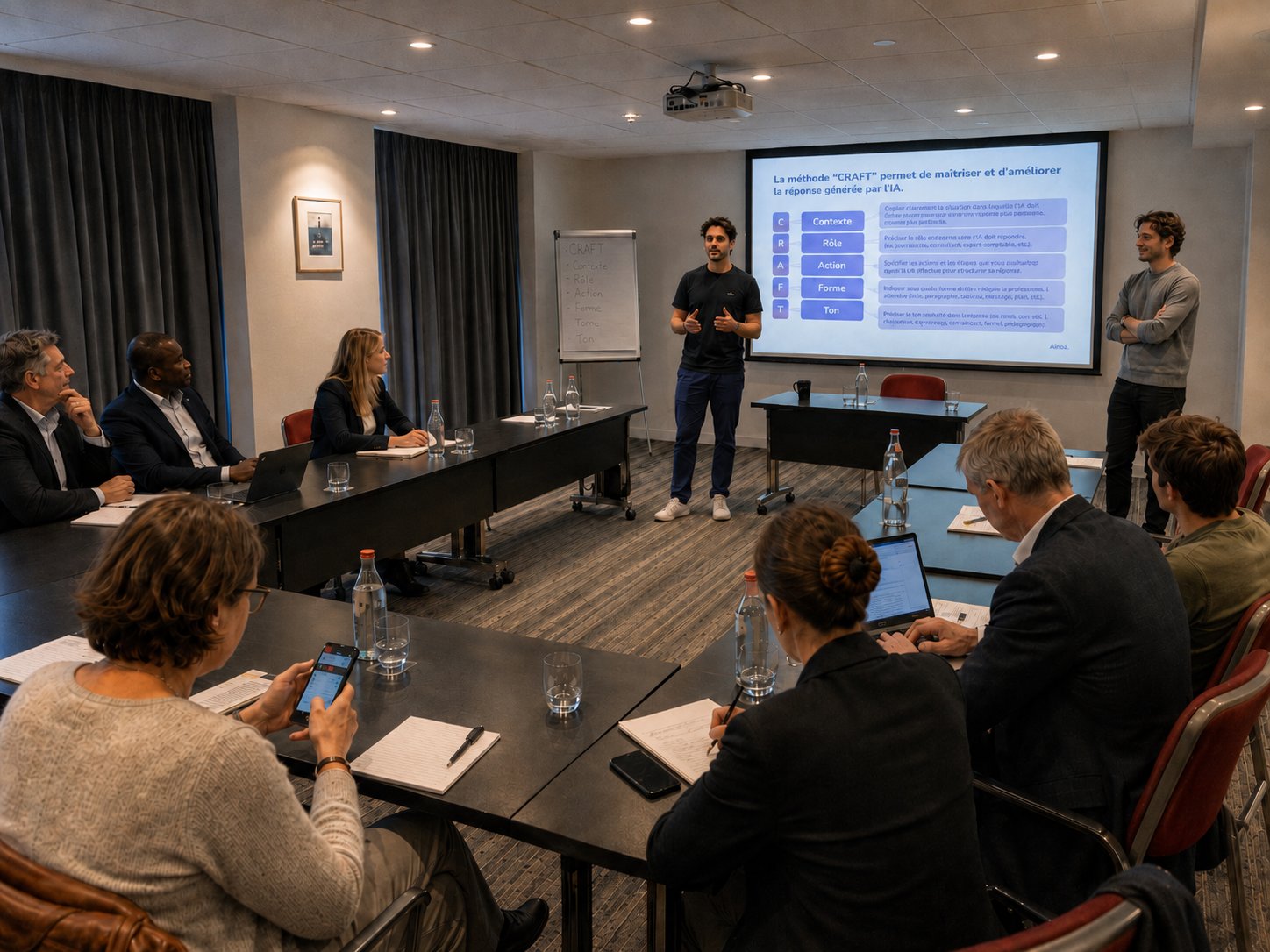 Formation IA Almoa avec une équipe de direction d'hôtel